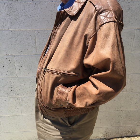 Vintage Nordstrom Brass Plum Leather Bomber Jacket - Picture 16 of 16